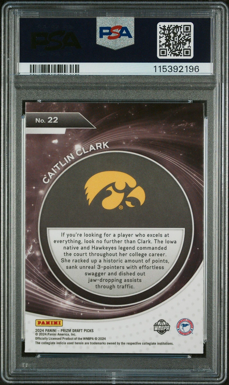 2024 Panini Prizm Draft Picks Student Orientation 22 Caitlin Clark PSA 10