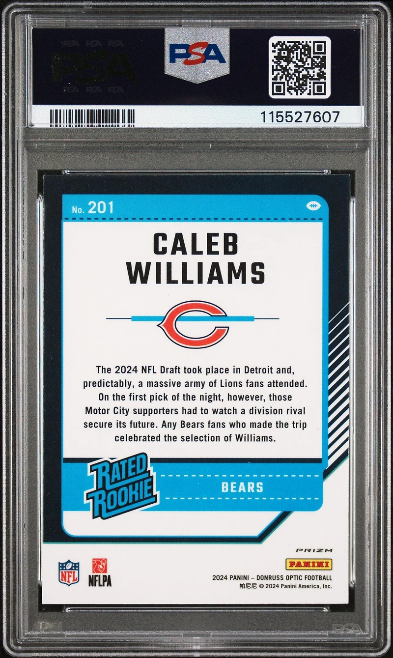 2024 Panini Donruss Optic 201 Caleb Williams Hyper PSA 9