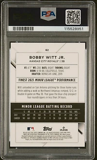2022 Topps Finest 62 Bobby Witt Jr. PSA 9