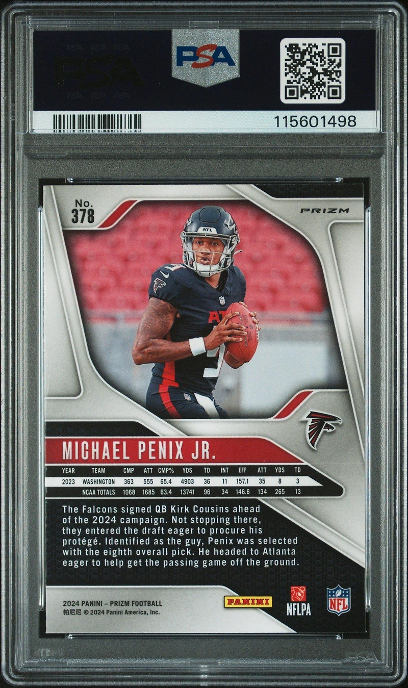 2024 Panini Prizm 378 Michael Penix Jr. Pink Prizm PSA 9