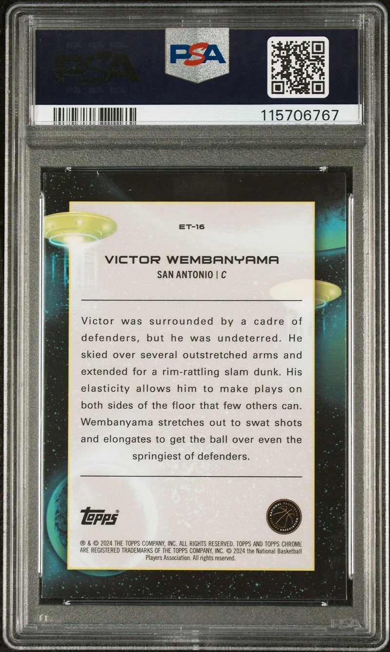 2023 Topps Cosmic Chrome Extraterrestrial Talent Et16 Victor Wembanyama PSA 10
