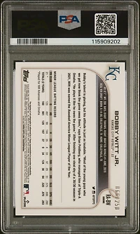 2022 Topps Chrome Rookie Autographs Rabw Bobby Witt Jr. Purple Refractor PSA 9