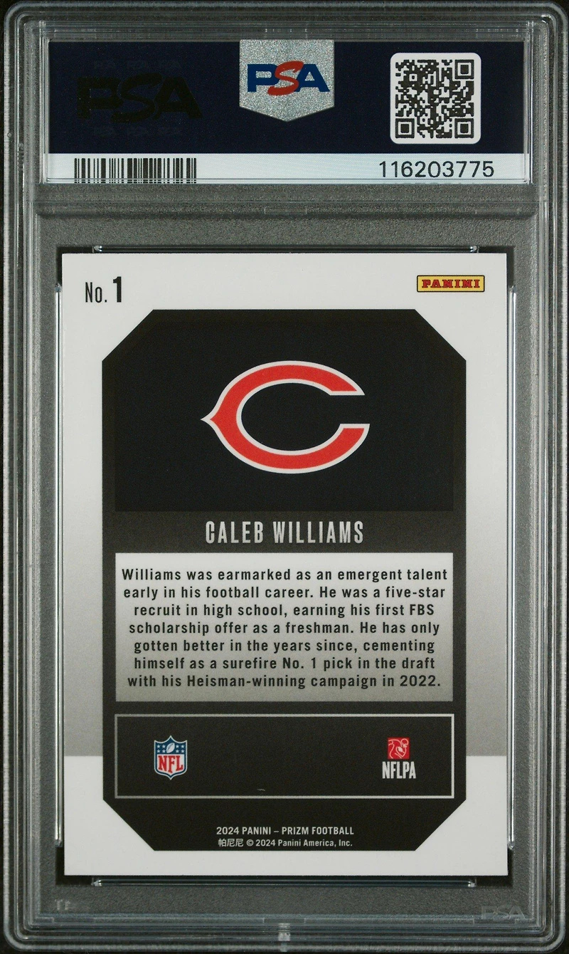 2024 Panini Prizm Emergent 1 Caleb Williams PSA 10