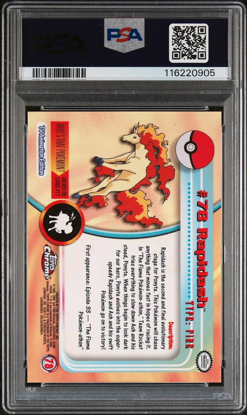 2000 Topps Chrome Pokemon T.v. 78 Rapidash PSA 10