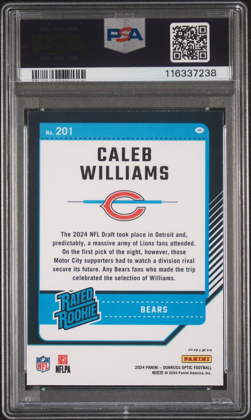 2024 Panini Donruss Optic 201 Caleb Williams Holo PSA 9