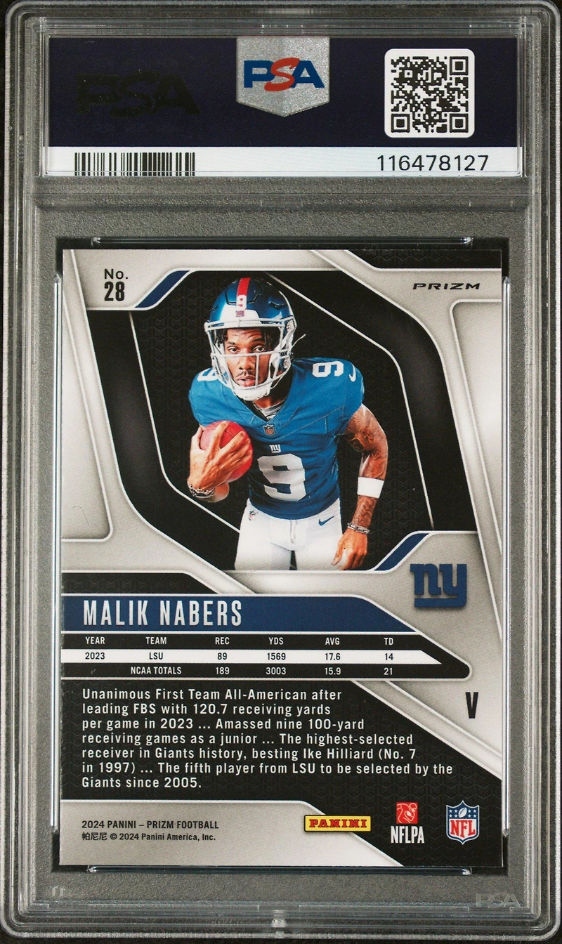 2024 Panini Prizm Rookie Variation 28 Malik Nabers PSA 10