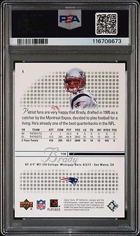 2002 Sp Authentic 1 Tom Brady PSA