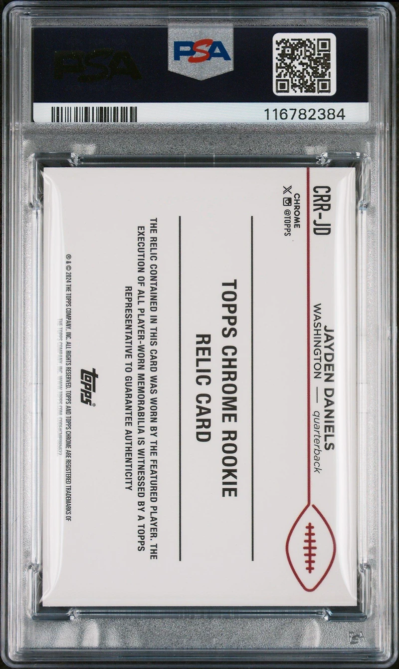 2024 Topps Chrome Topps Chrome Rookie Relics Crrjd Jayden Daniels PSA 9