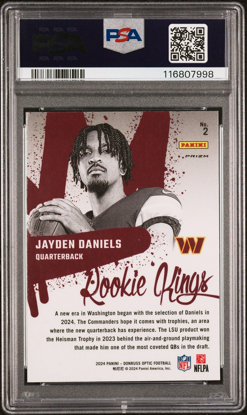 2024 Panini Donruss Optic Rookie Kings 2 Jayden Daniels PSA 10