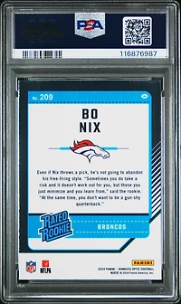 2024 Panini Donruss Optic 209 Bo Nix PSA 10