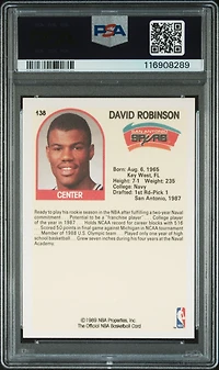 1989 Hoops 138 David Robinson PSA