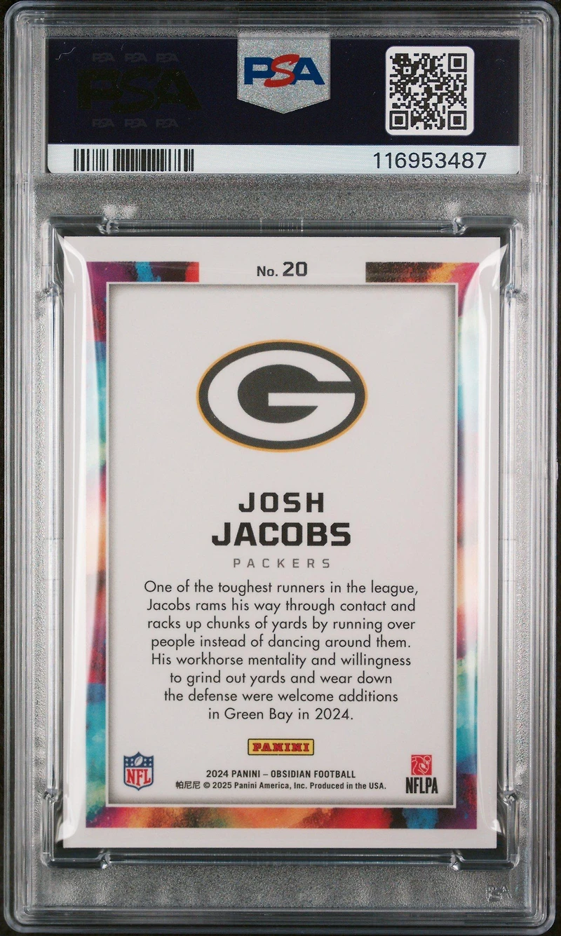 2024 Panini Obsidian Black Color Blast 20 Josh Jacobs PSA 9