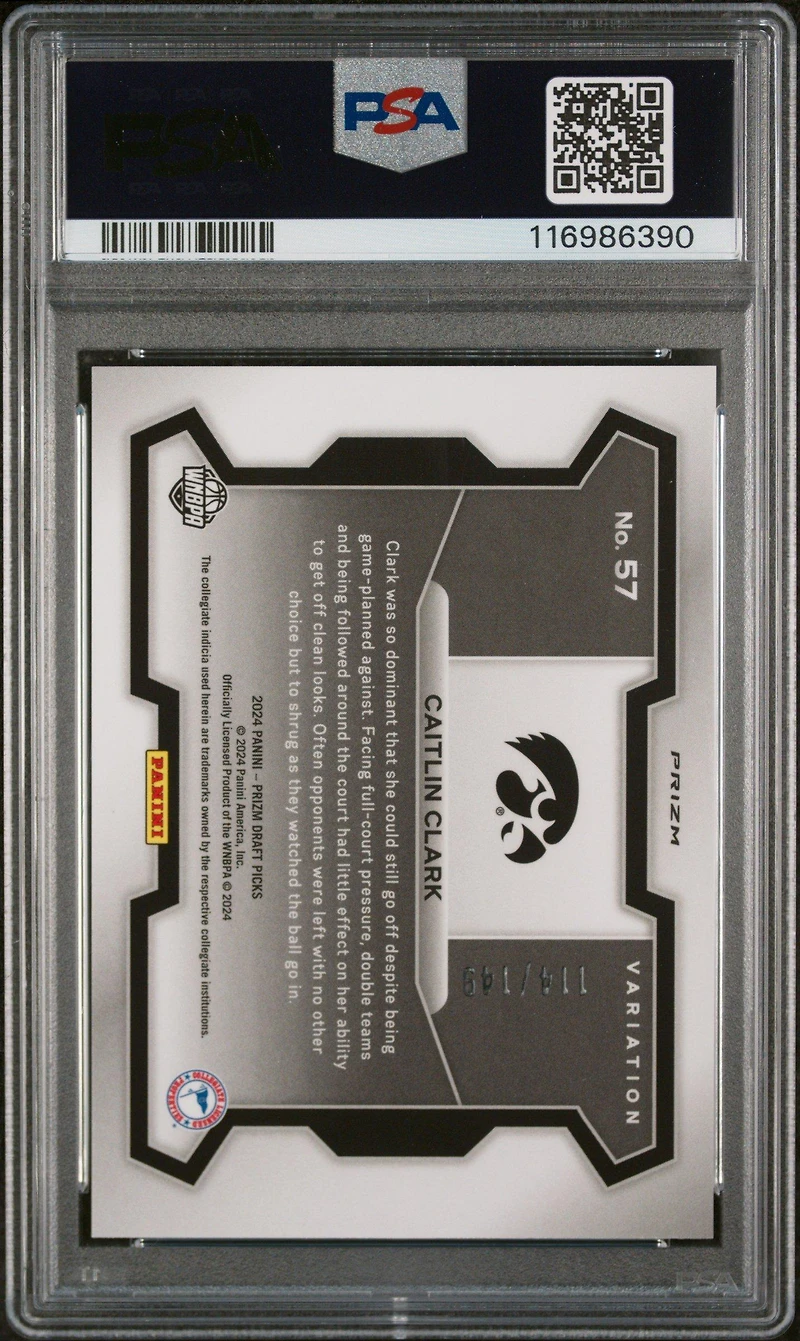 2024 Panini Prizm Draft Picks 57 Caitlin Clark Variation-blue Seismic PSA 9