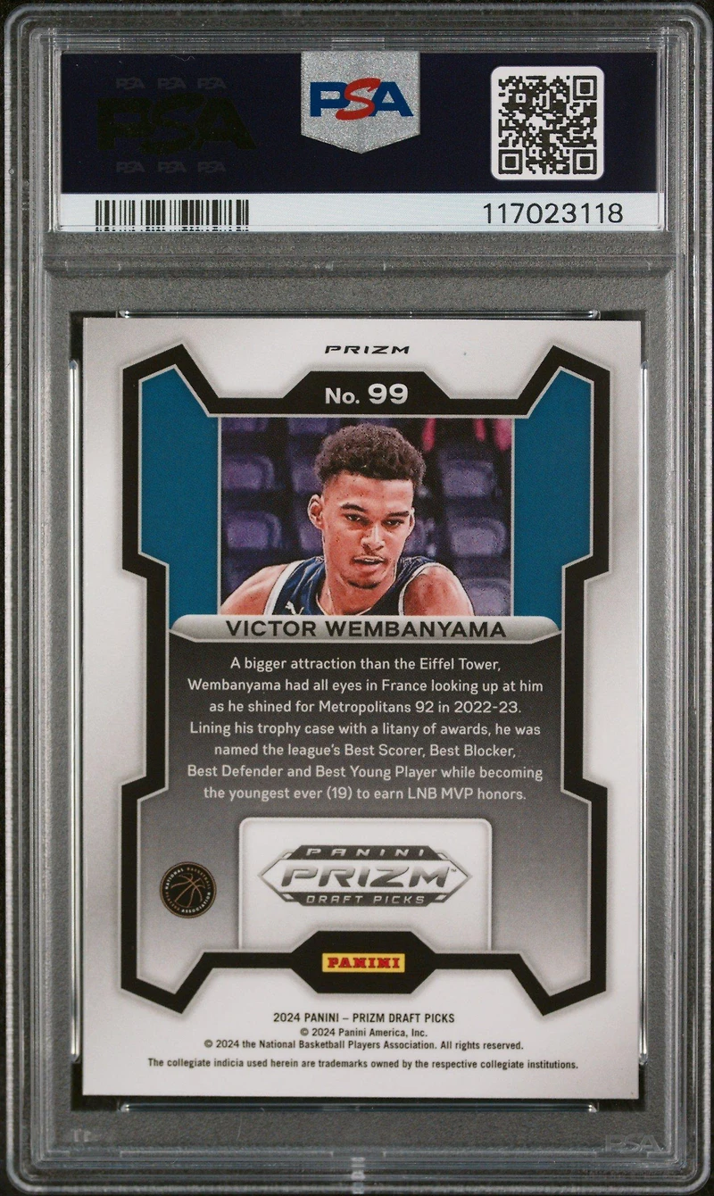 2024 Panini Prizm Draft Picks 99 Victor Wembanyama Purple Wave PSA 10