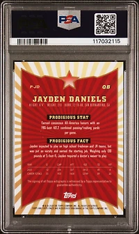 2024 Topps Finest Prodigies Autographs Pjd Jayden Daniels PSA 10