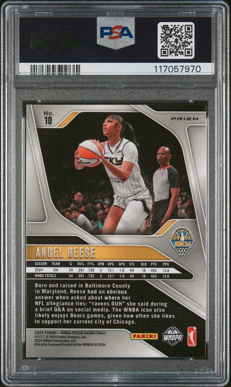 2024 Panini Prizm Wnba 10 Angel Reese Ice PSA 10