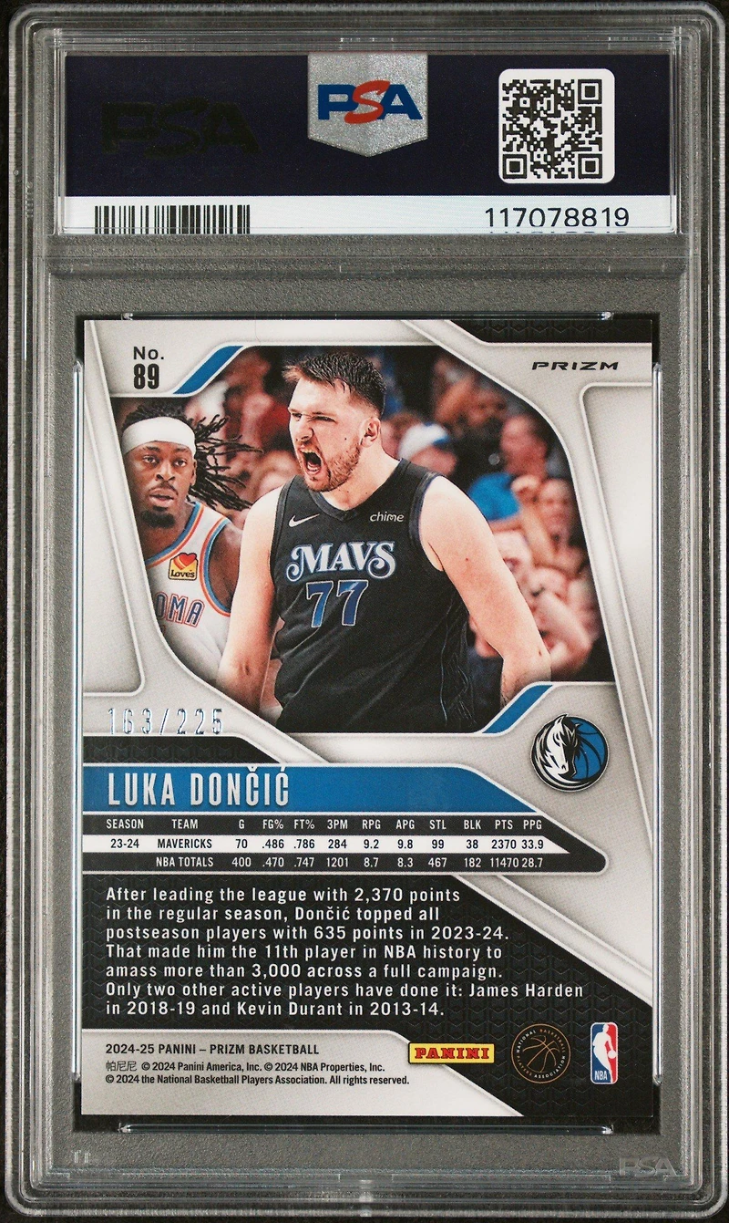 2024 Panini Prizm 89 Luka Doncic Teal Ice PSA 10