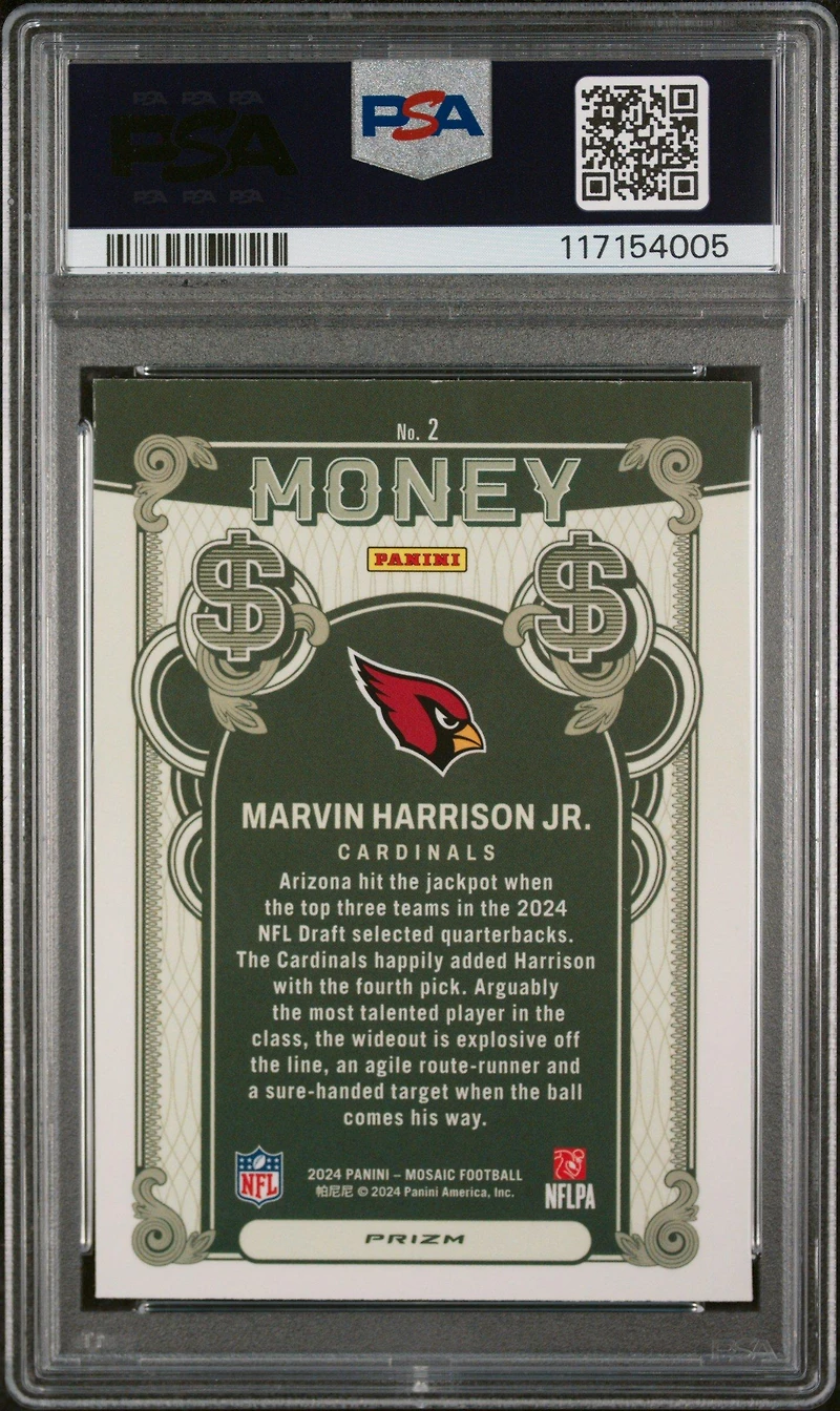 2024 Panini Mosaic Money 2 Marvin Harrison Jr. PSA 9
