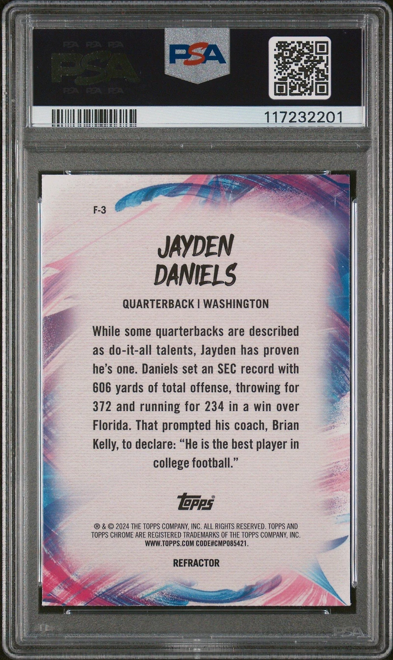 2024 Topps Chrome Finesse F3 Jayden Daniels Refractor PSA 10