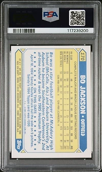 1987 Topps Tiffany 170 Bo Jackson Future Stars PSA 8