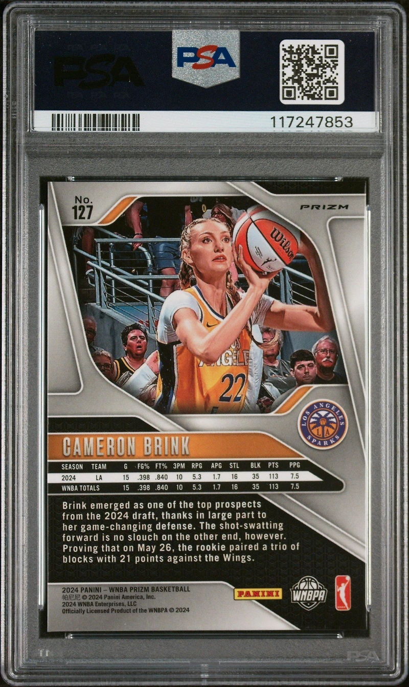 2024 Panini Prizm Wnba 127 Cameron Brink Orange Ice PSA 10
