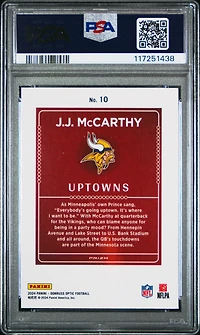 2024 Panini Donruss Optic Uptowns 10 Jj Mccarthy PSA 10