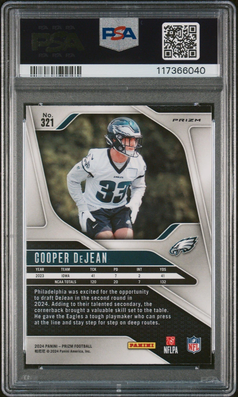 2024 Panini Prizm 321 Cooper Dejean Neon Green Pulsar PSA 10