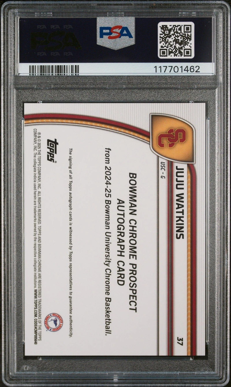 2024 Bowman Chrome University 37 Juju Watkins Autograph-green Shimmer PSA 10