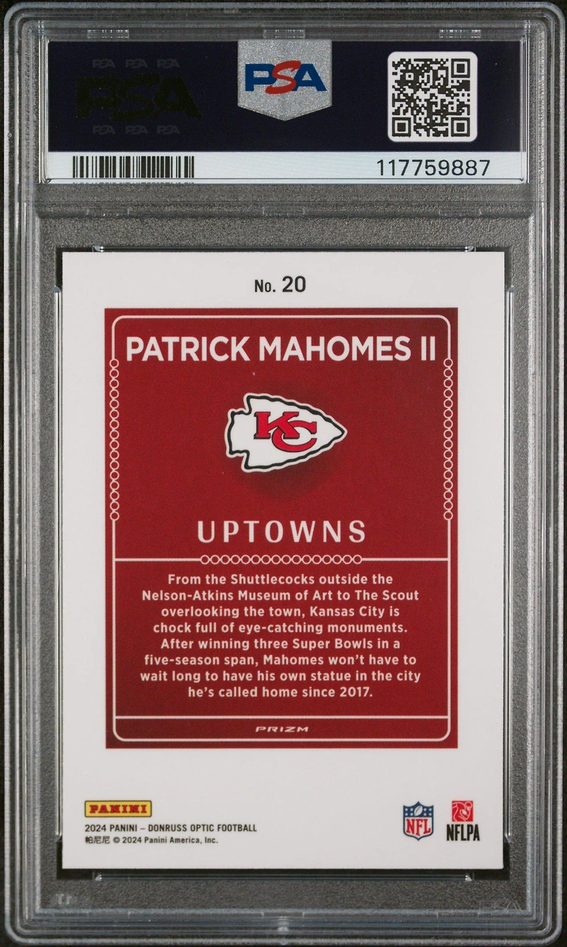 2024 Panini Donruss Optic Uptowns 20 Patrick Mahomes Ii PSA 10