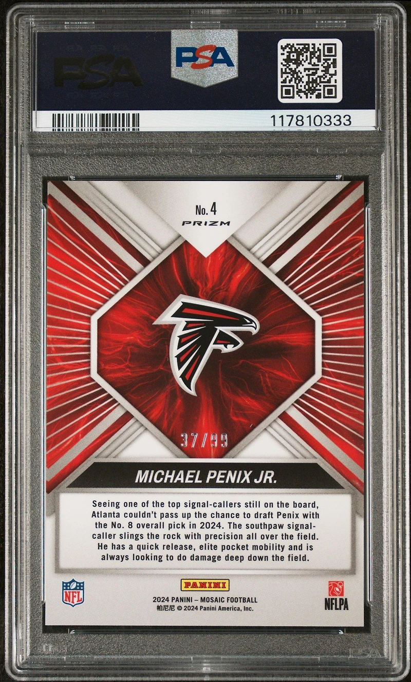 2024 Panini Mosaic Overdrive 4 Michael Penix Jr. Blue PSA 9
