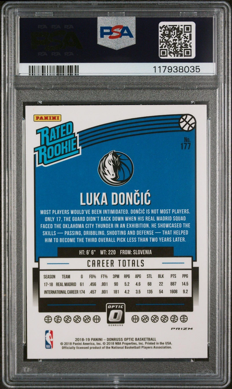 2018 Panini Donruss Optic 177 Luka Doncic Shock PSA