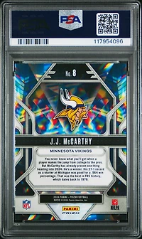 2024 Panini Prizm Prizmatic 8 Jj Mccarthy Green Wave PSA 10