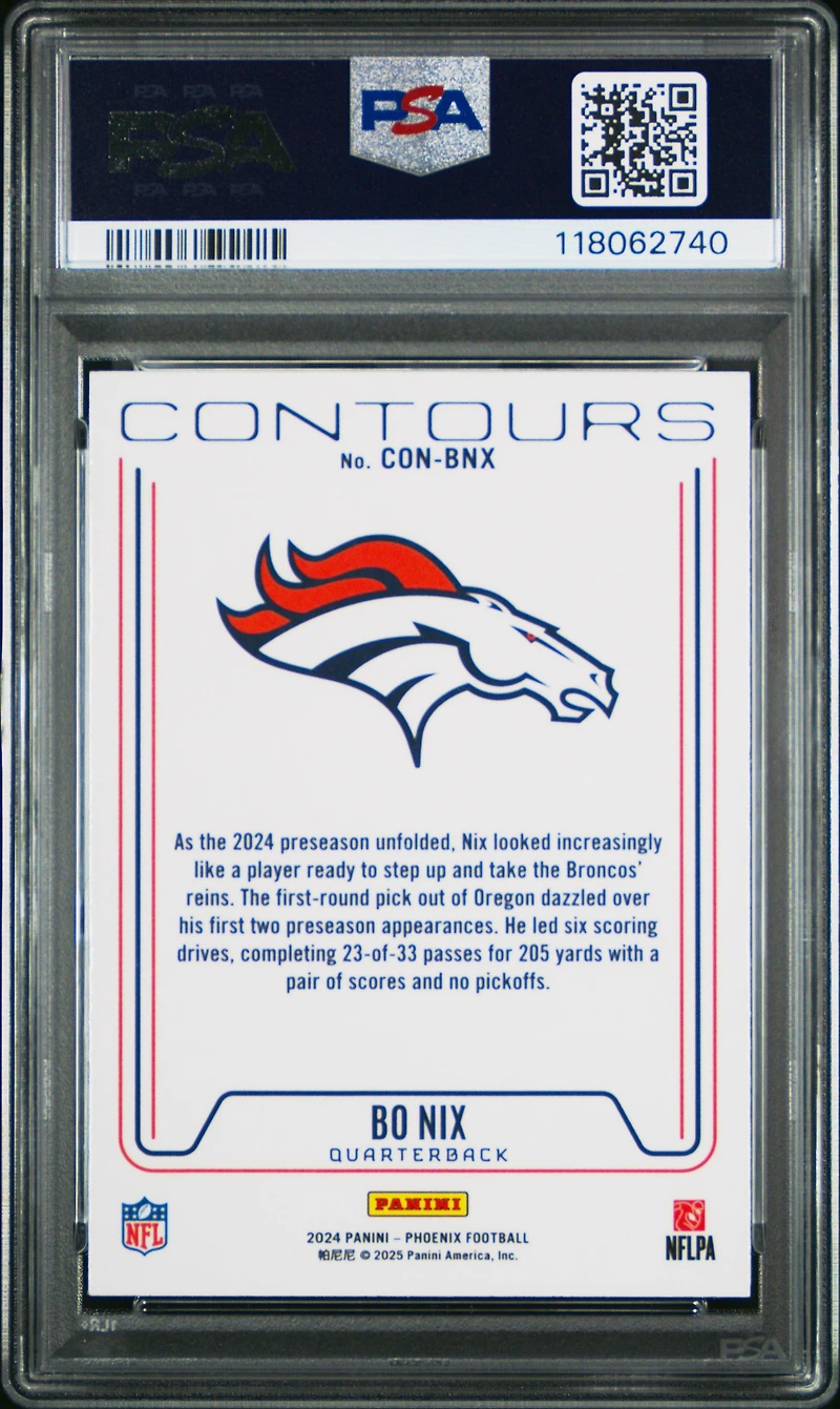 2024 Panini Phoenix Contours Conbnx Bo Nix PSA 9