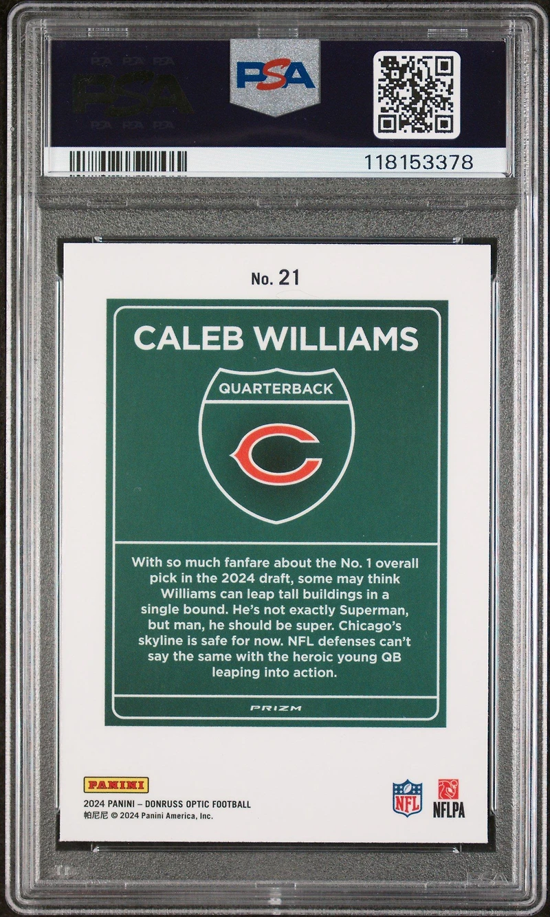 2024 Panini Donruss Optic Downtown! 21 Caleb Williams PSA 9