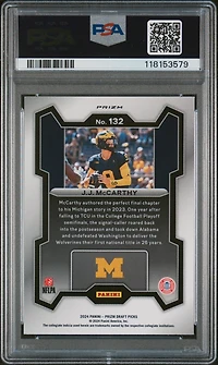2024 Panini Prizm Draft Picks 132 Jj Mccarthy Purple Wave PSA 9