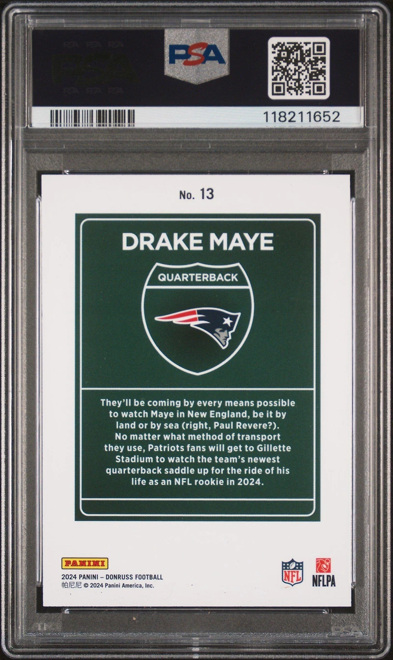2024 Panini Donruss Downtown! 13 Drake Maye PSA