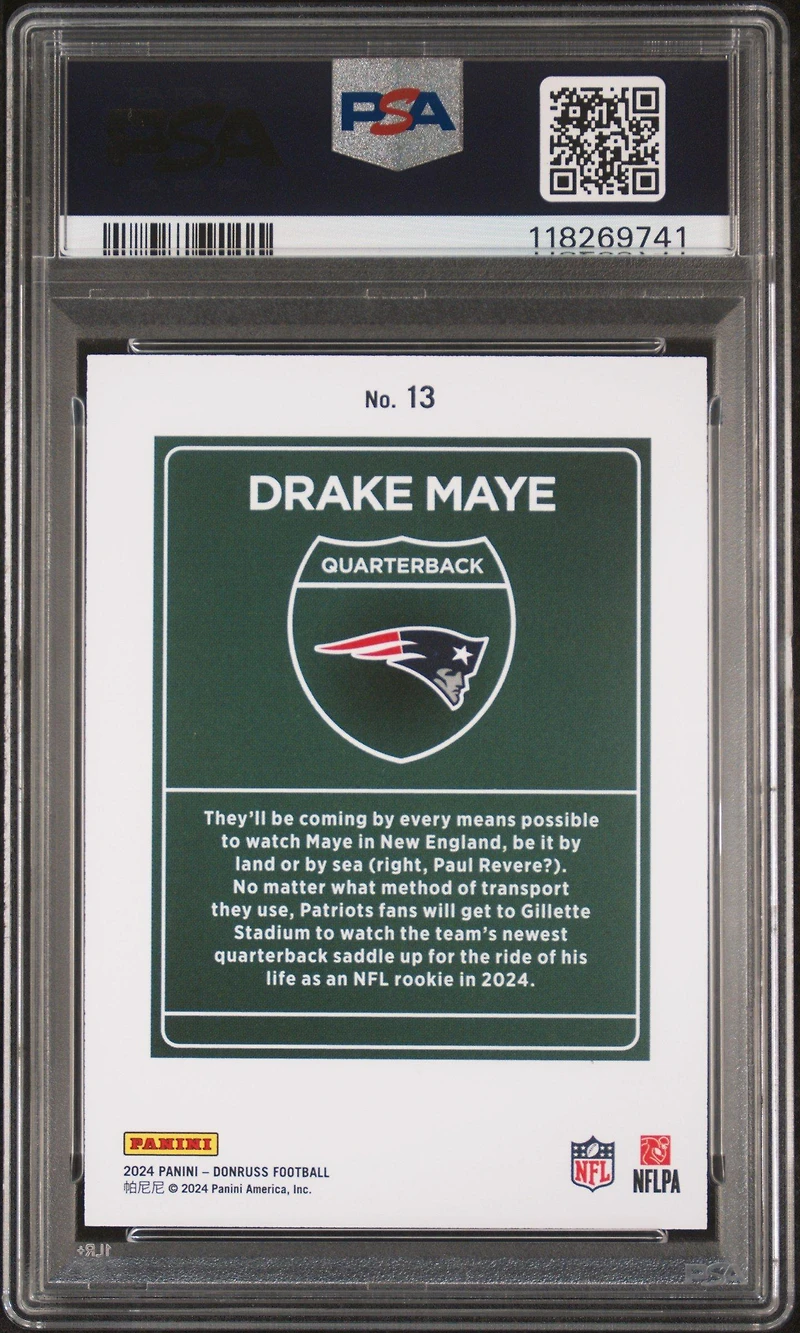2024 Panini Donruss Downtown! 13 Drake Maye PSA 8