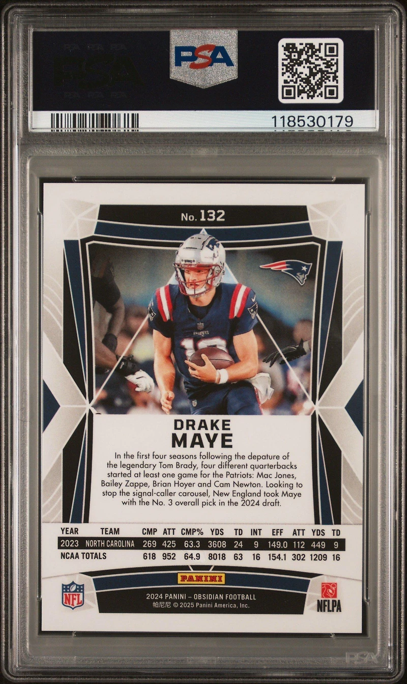 2024 Panini Obsidian 132 Drake Maye PSA 10