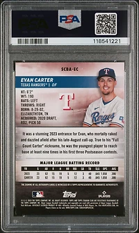 2024 Topps Stadium Club Base Autographs Scbaec Evan Carter PSA 9