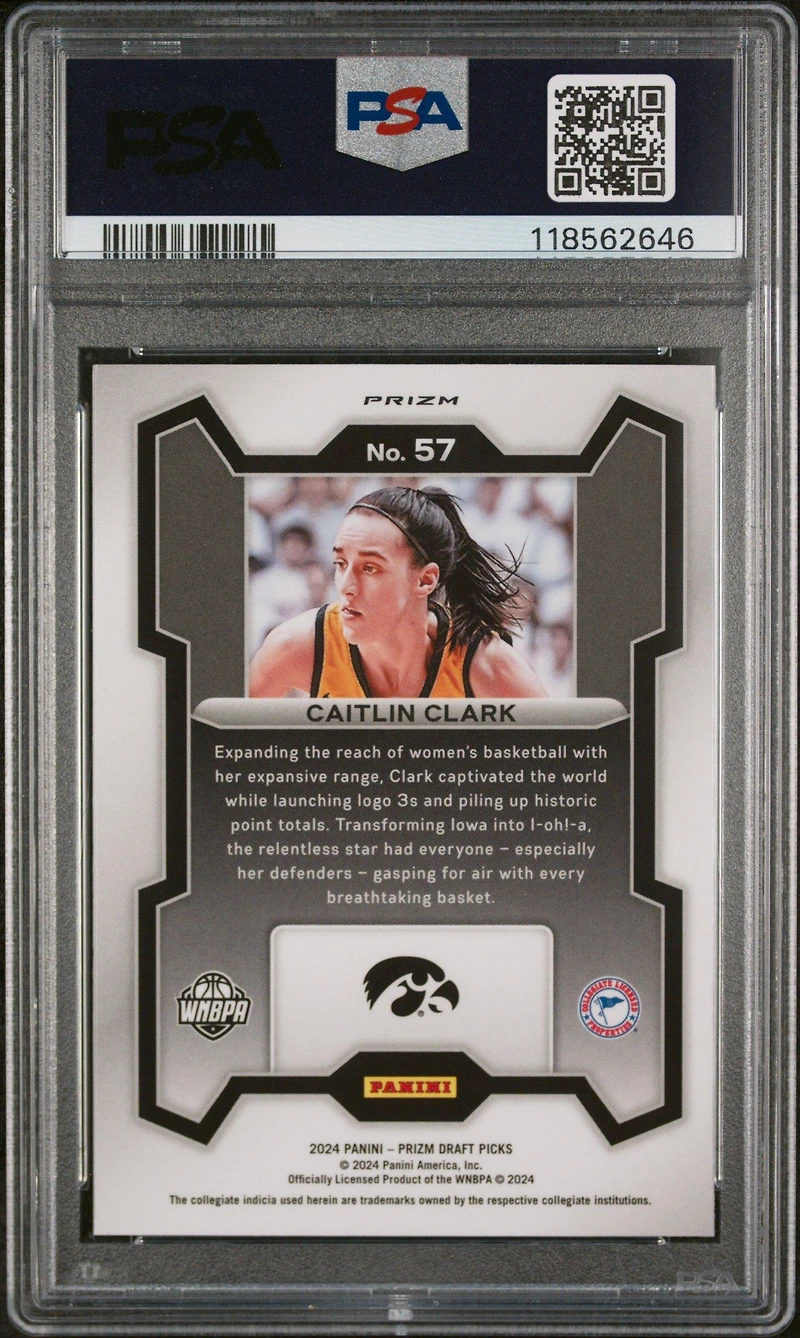 2024 Panini Prizm Draft Picks 57 Caitlin Clark Orange Ice PSA