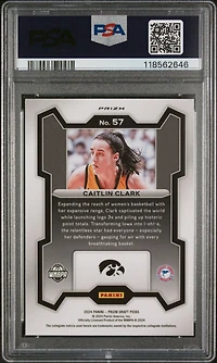 2024 Panini Prizm Draft Picks 57 Caitlin Clark Orange Ice PSA