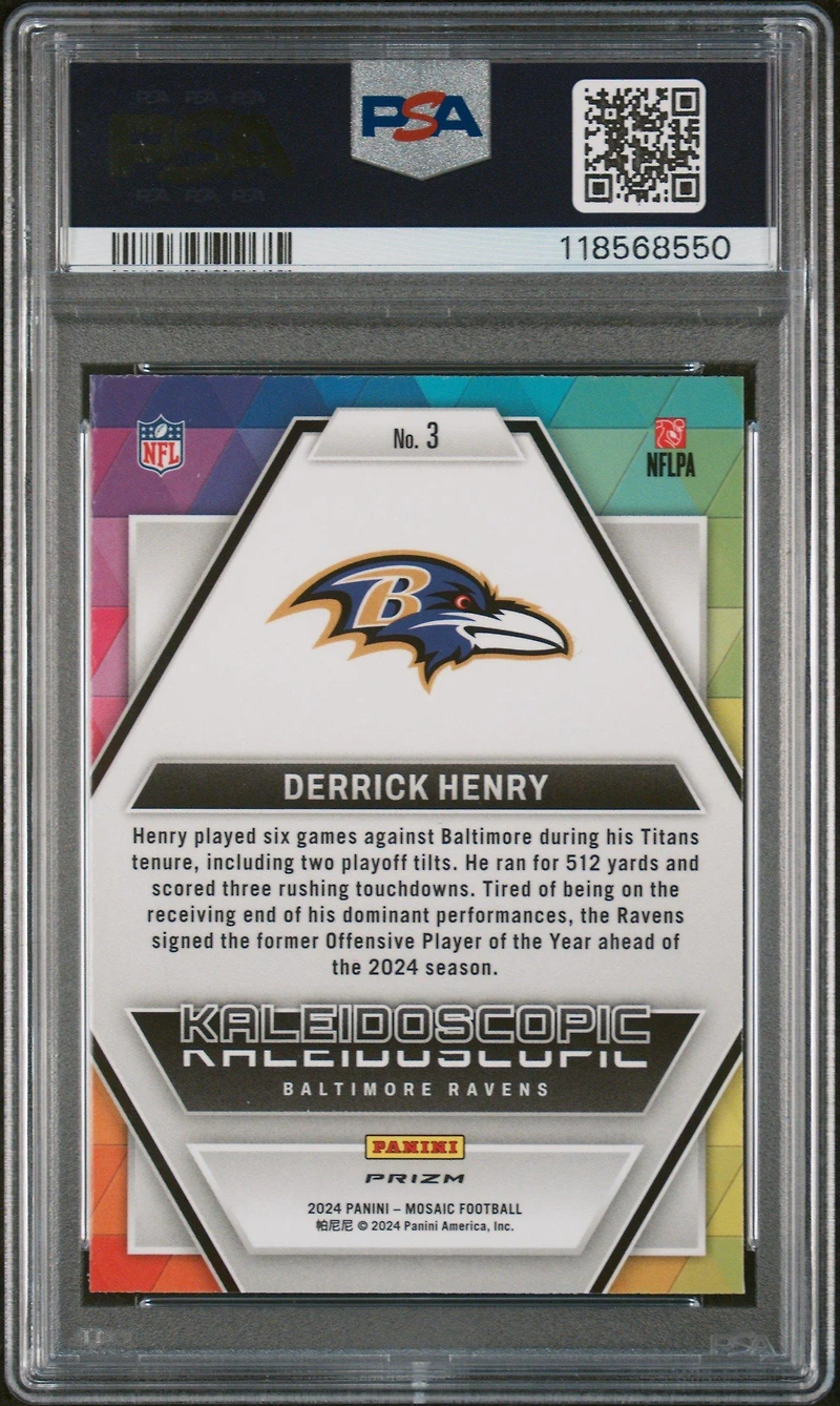 2024 Panini Mosaic Kaleidoscopic 3 Derrick Henry PSA 9