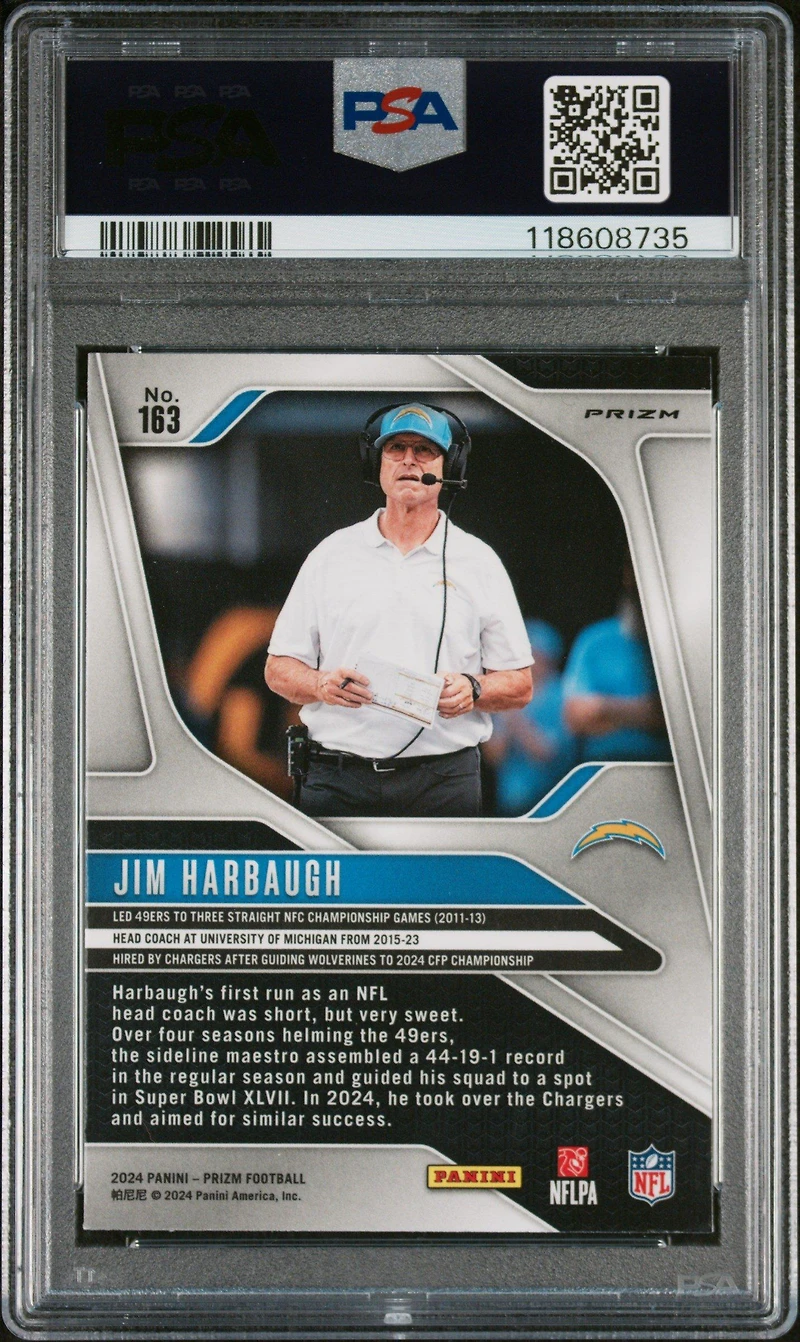 2024 Panini Prizm 163 Jim Harbaugh Silver Prizm PSA 10