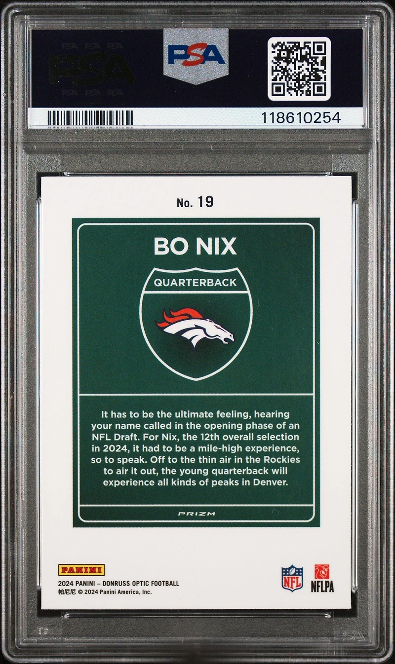 2024 Panini Donruss Optic Downtown! 19 Bo Nix PSA 9
