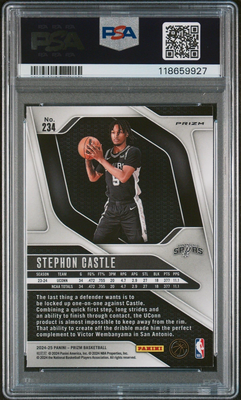 2024 Panini Prizm 234 Stephon Castle Pink Ice PSA 9