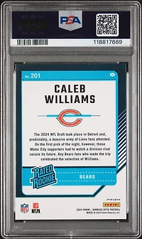 2024 Panini Donruss Optic 201 Caleb Williams Blue Hyper PSA 9