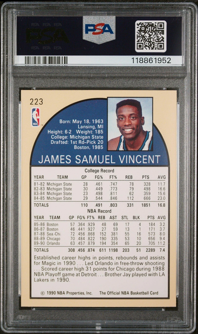 1990 Hoops 223 Sam Vincent Shows Michael Jordan PSA