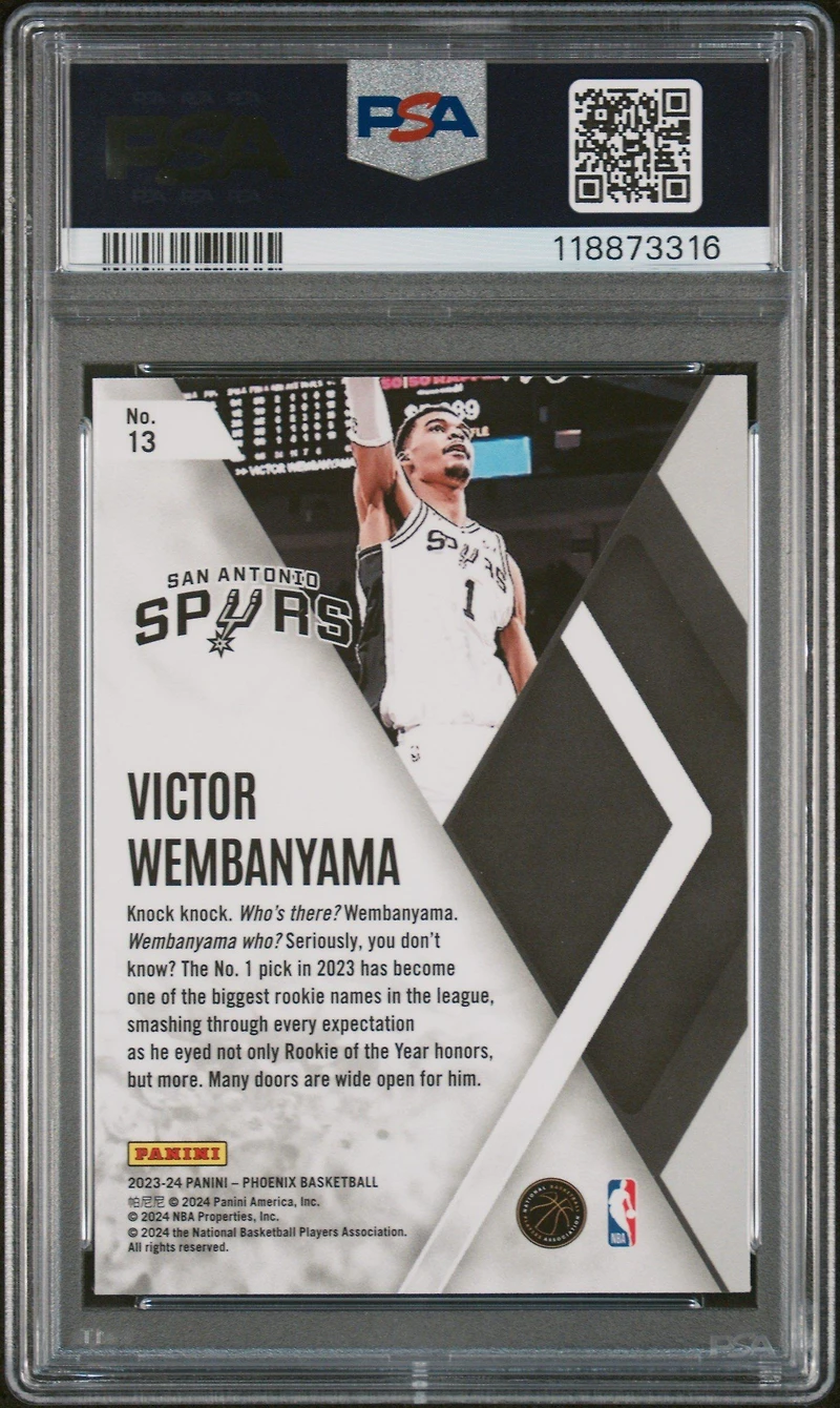 2023 Panini Phoenix Instant Phenom 13 Victor Wembanyama Silver PSA 9
