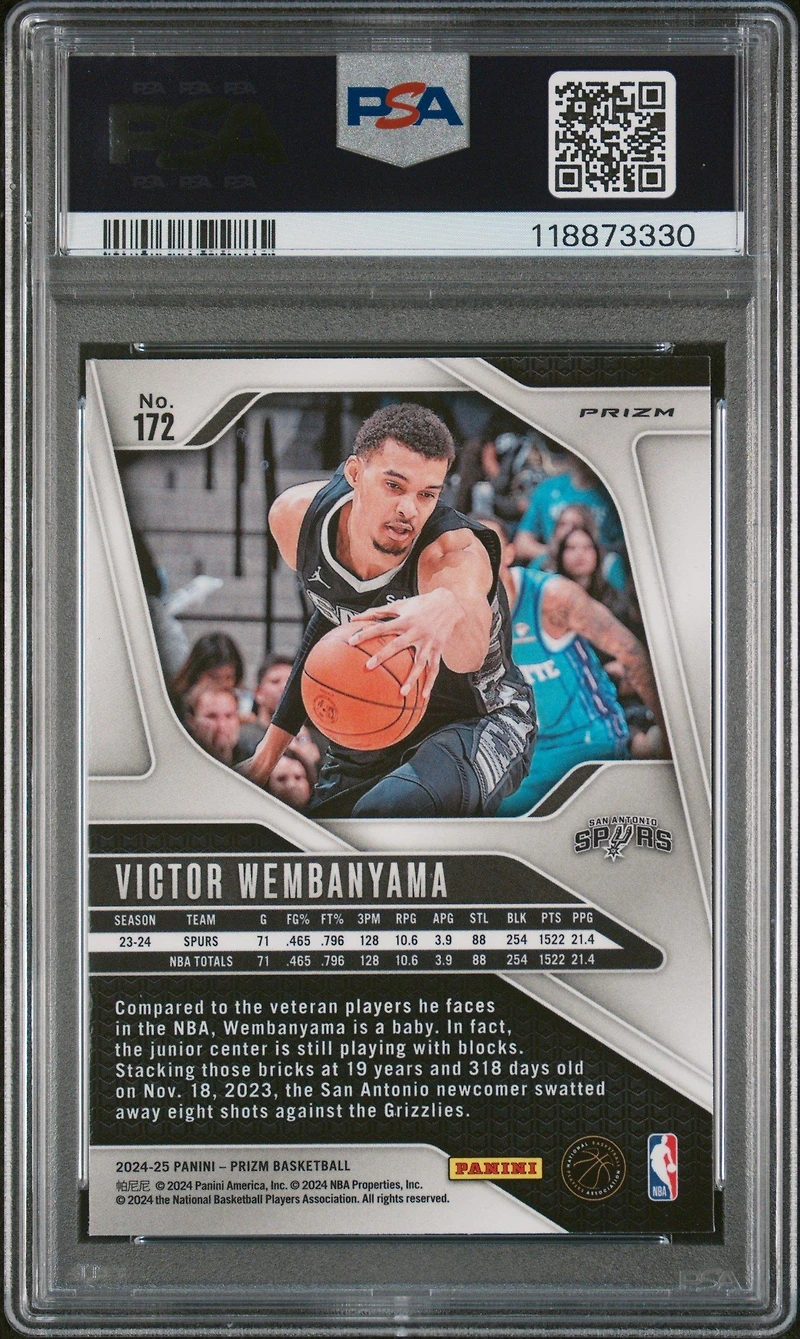2024 Panini Prizm 172 Victor Wembanyama Silver Prizm PSA 9