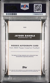 2024 Topps Inception Rookie Autographs Rajd Jayden Daniels PSA 8